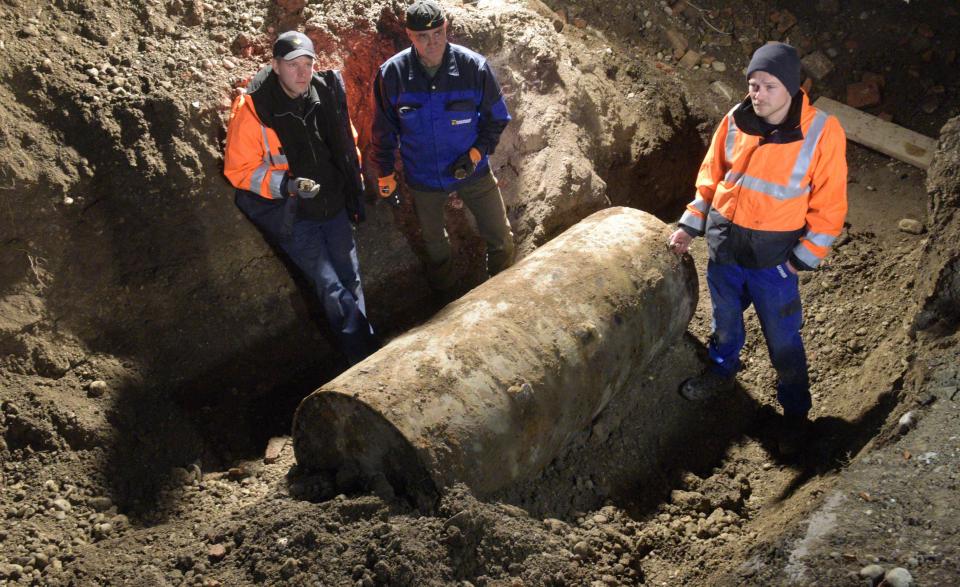  The old aerial bomb pictured after being disposed in Ausgburg, Germany