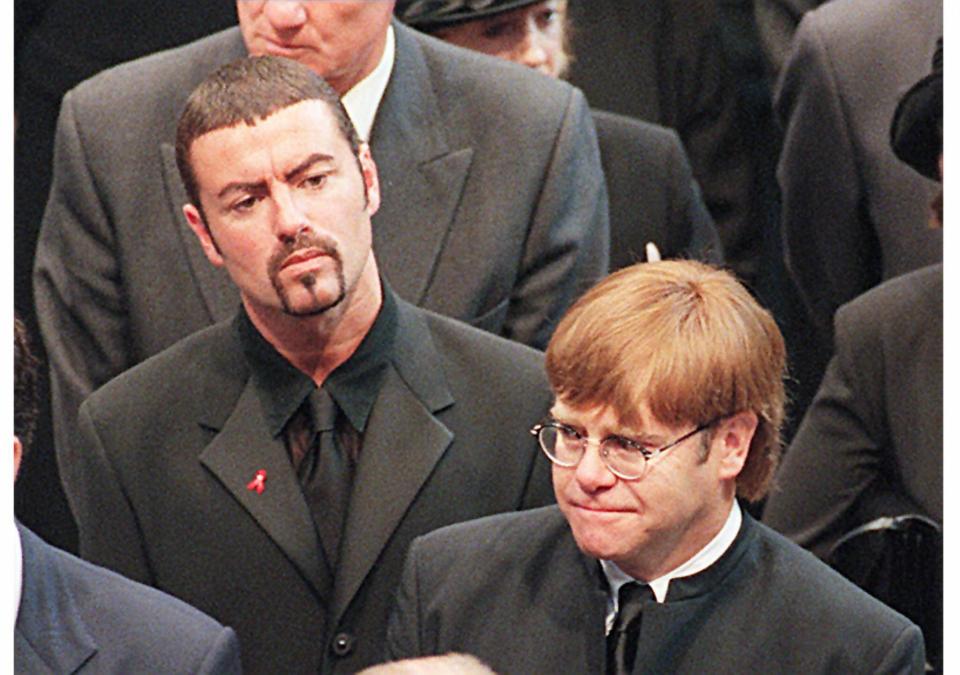  George was close friends with Elton John, and joined him here following the funeral of Princess Diana at Westminster Abbey