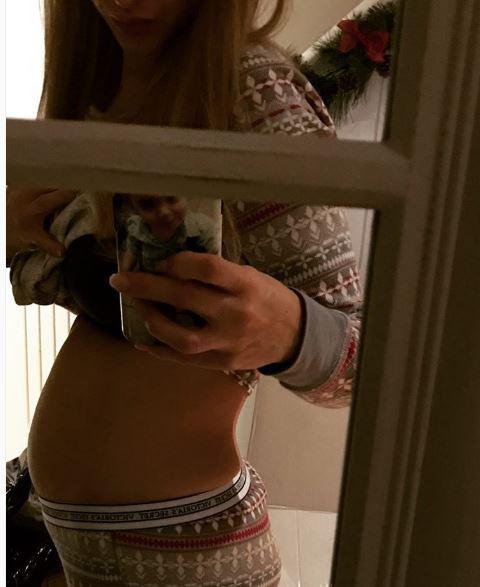  The actress took to social media to post the image of her bloated stomach after enjoying a hearty Christmas feast with her family