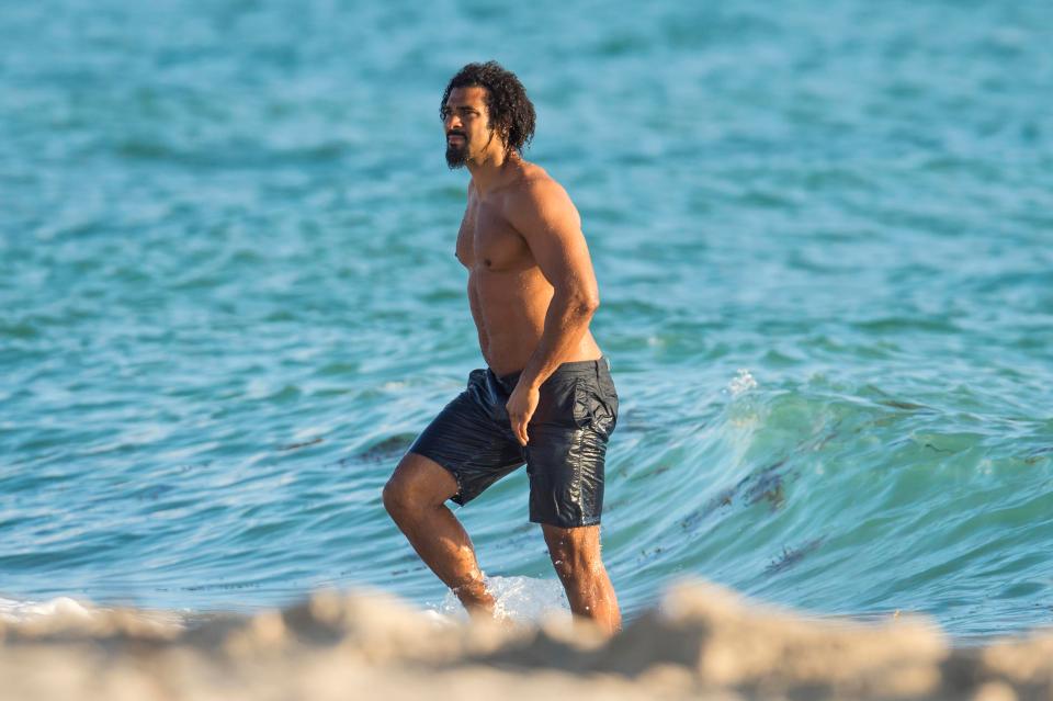  David Haye took a dip in the sea at Miami Beach