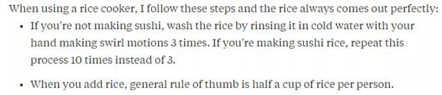 Susan Shao gave instructions on how many times you should wash rice before cooking it