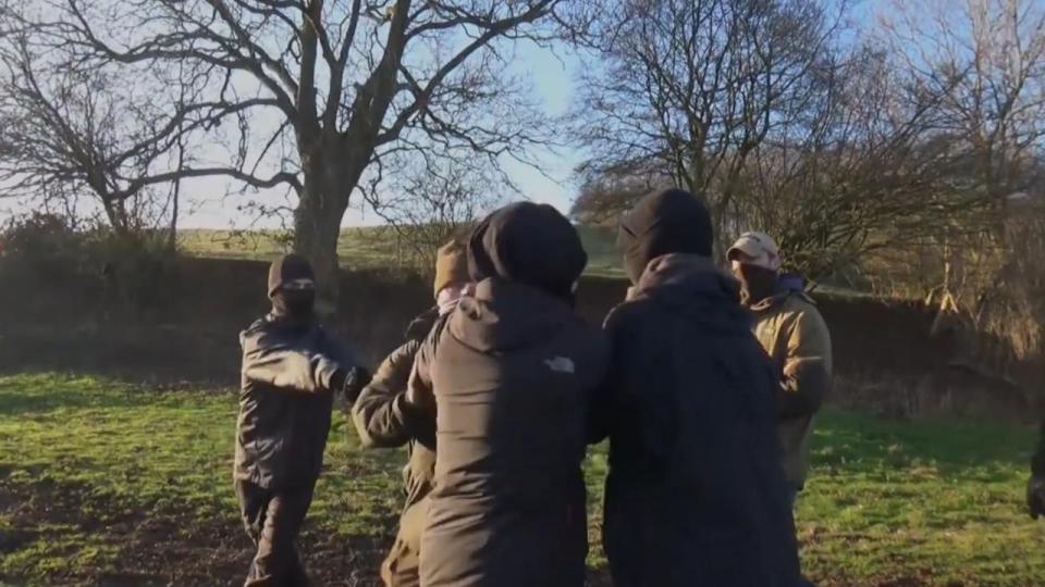  The scuffle was caught on video that was apparently filmed in Castlemorton, Worcs