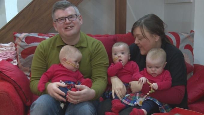  Rachel and Steven Park with triplets Poppie, Mollie and Evelyn