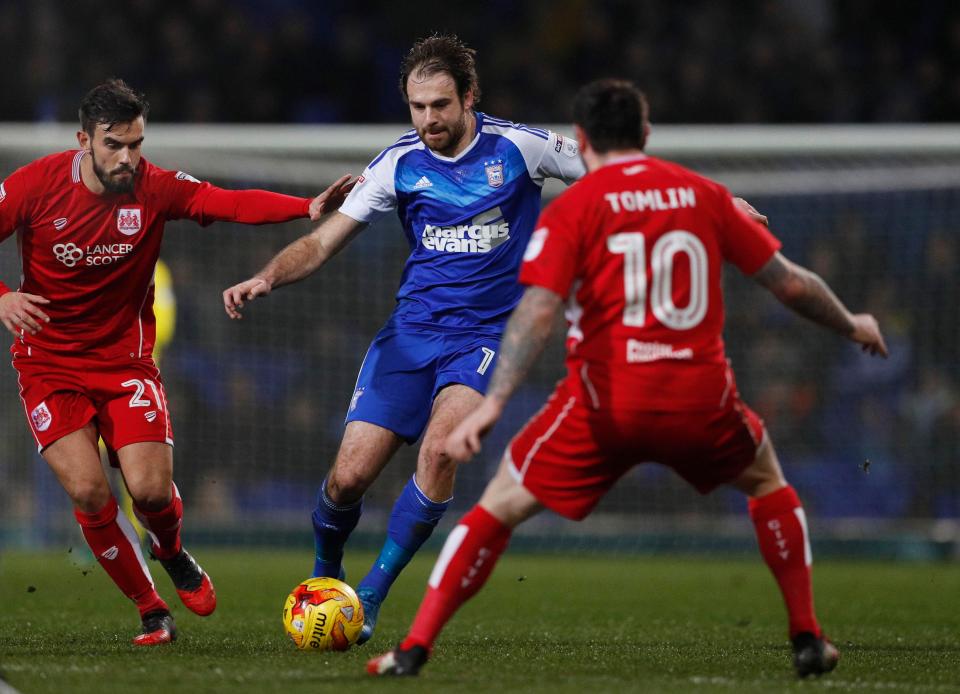  Ipswich Town's Brett Pitman brings the ball forward for the Tractor boys