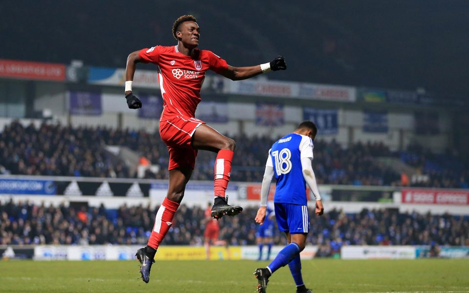  Tammy Abraham celebrates scoring for Bristol City