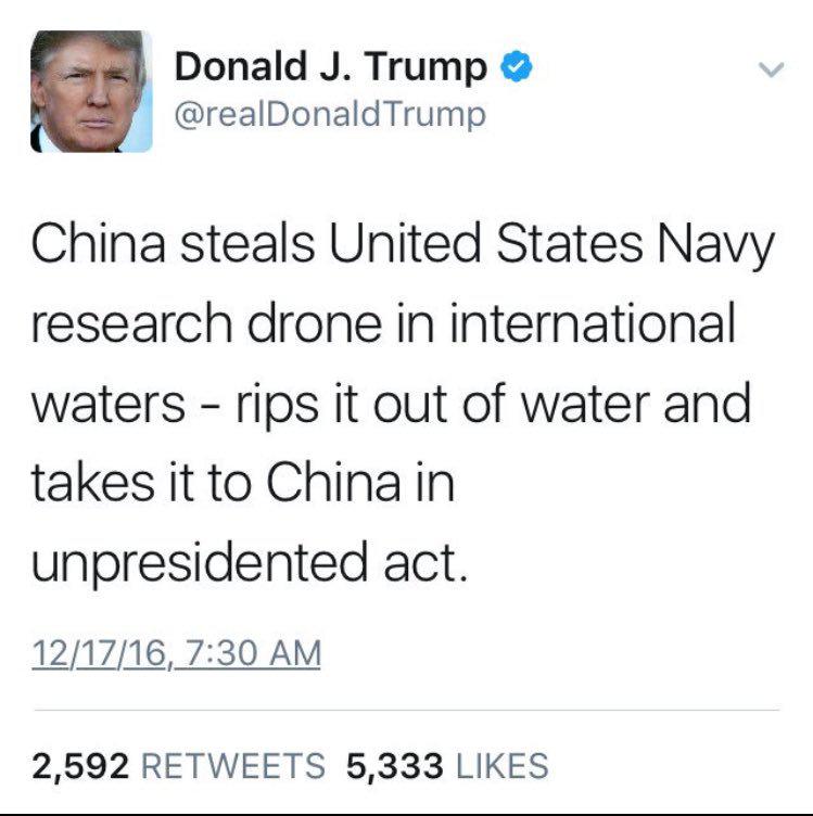  Trump made an embarrassing spelling mistake when tweeting about China seizing a US Navy drone