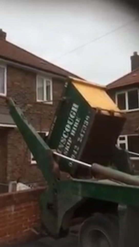 The skip was piled full of rubbish, even including mattress