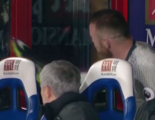  Wayne Rooney smashes his boot against the Crystal Palace dugout