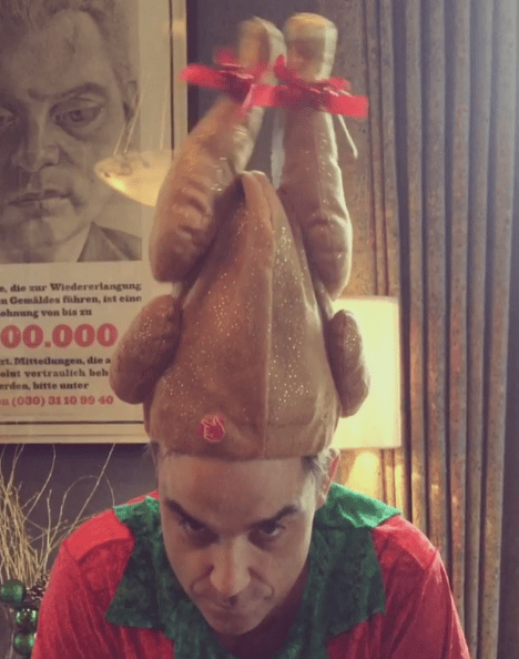  The former Take That star also donned a clapping turkey hat