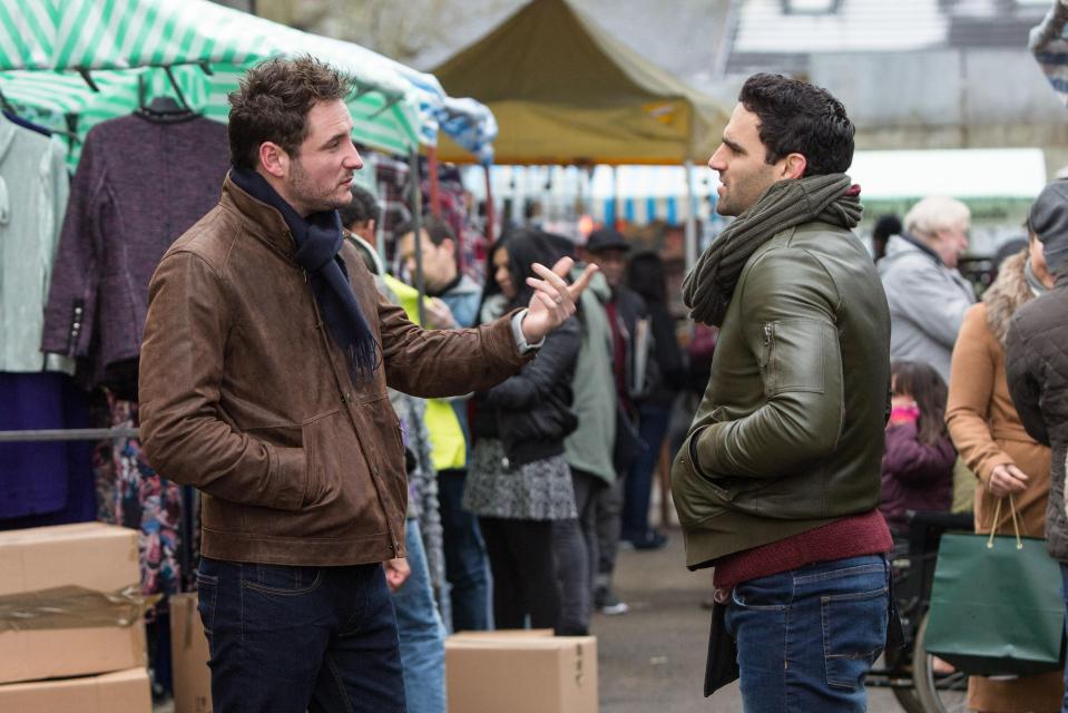  EastEnders: There’s been a bit of a barney on the market between Martin, Kush and Carmel, before disaster strikes