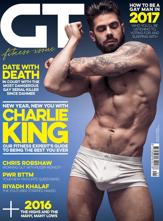  Hunk Charlie has posed on the cover of the Gay Times