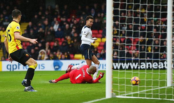  Dele Alli scores Tottenham's fourth goal against Watford