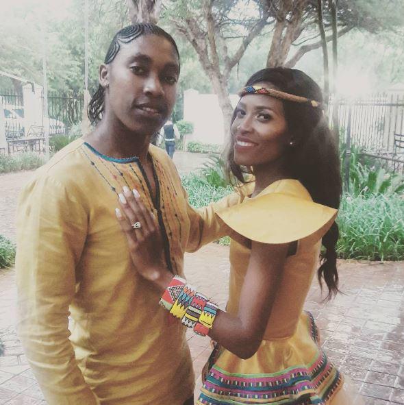  Caster Semenya and her wife Violet Raseboya  changed into traditional outfits for a dance at their wedding reception