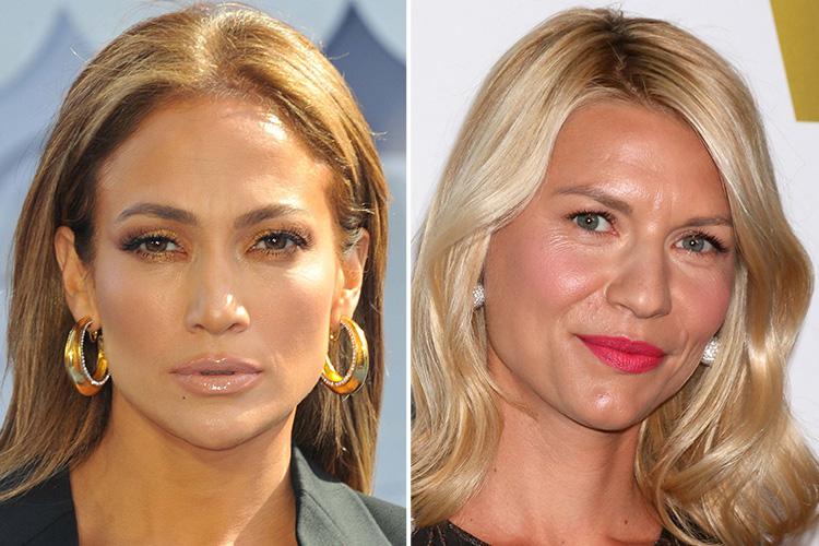 Jennifer Lopez and Claire Danes's rare amber and grey eyes saw them take seventh and eighth spots