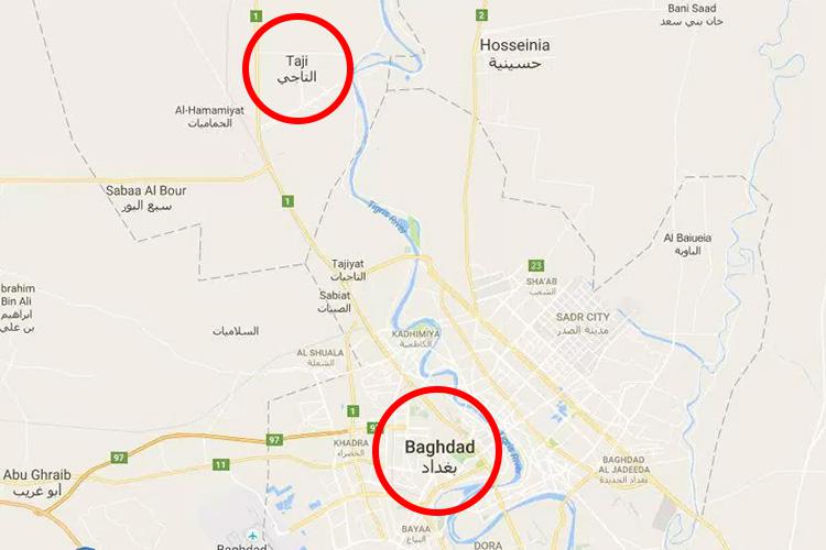  Taji sits around 100 miles northwest of the Iraqi capital Baghdad