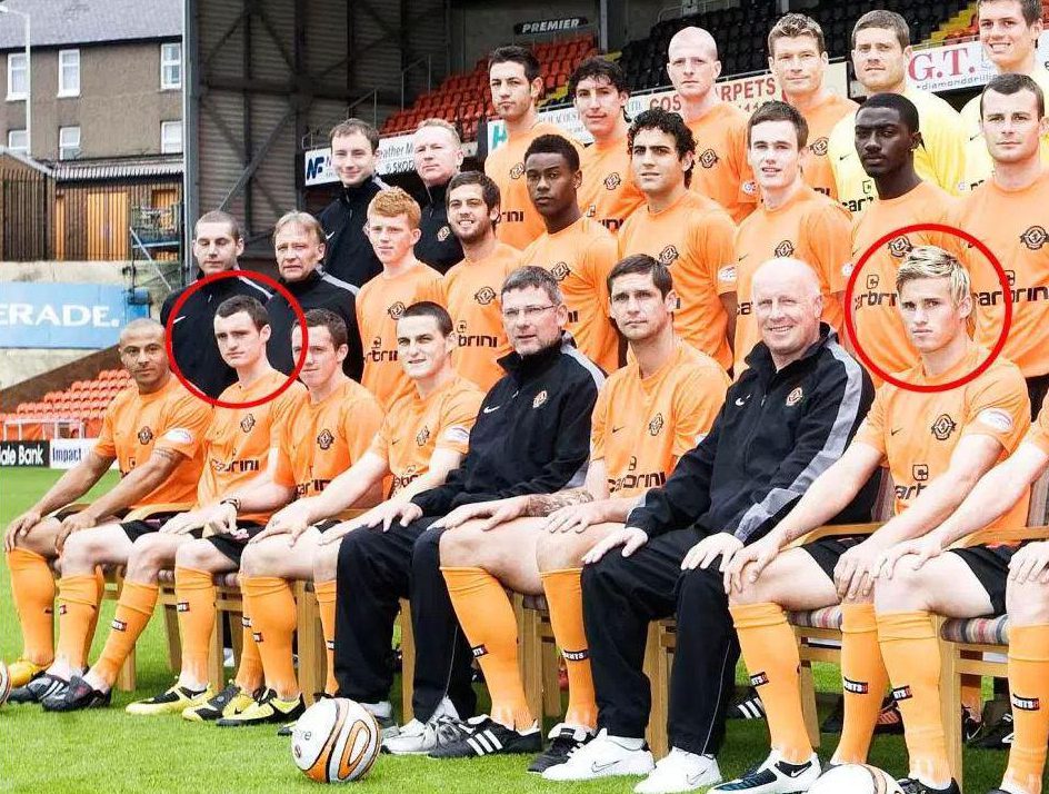  Goodwillie and Robertson (circled) played for Dundee United at the time