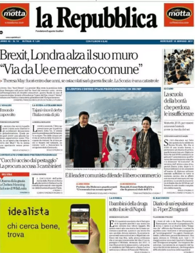  Italian daily la Republica claimed the UK 'got its wall'