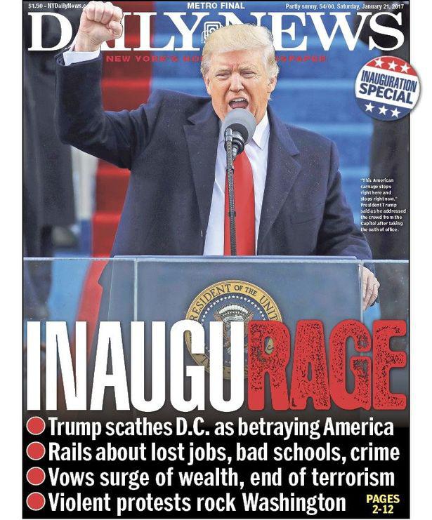  The New York Daily News was one of a number of newspapers across the globe which put the inauguration of Donald Trump on its front page