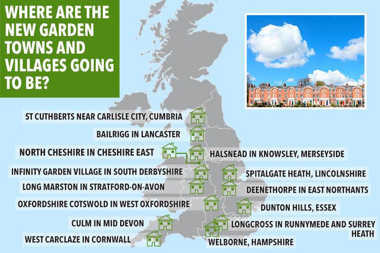  The 14 proposed garden villages are spread across England