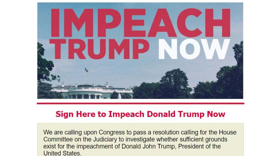  Donald Trump had not even been in office for a matter of moments before a campaign to impeach him was launched