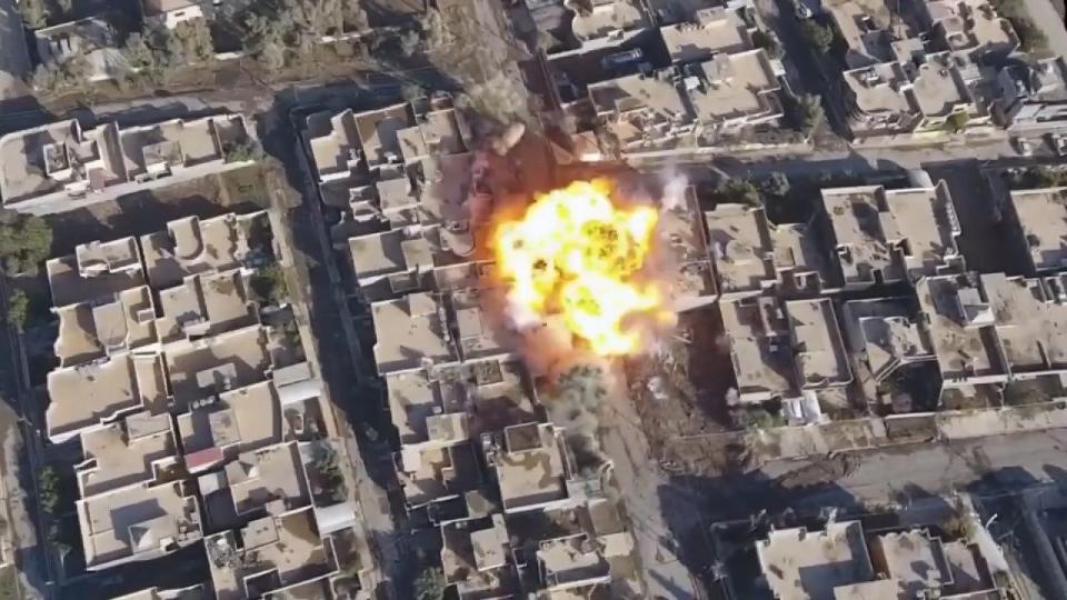 The footage was shot by an Islamic State drone