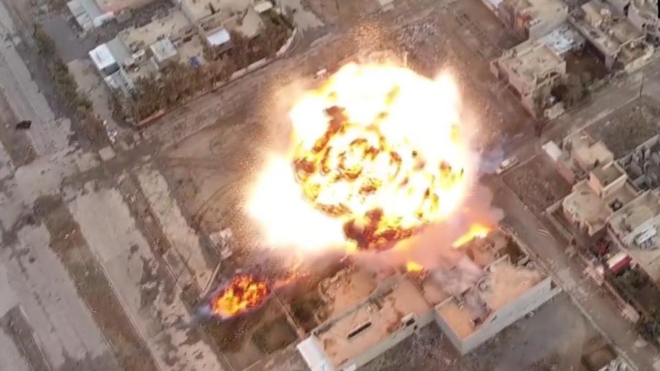 Shocking footage has emerged of car bombs detonating in Mosul