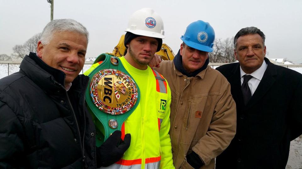  Joe Smith JR shared photos of him back on the day job, with his team and the WBC belt for support