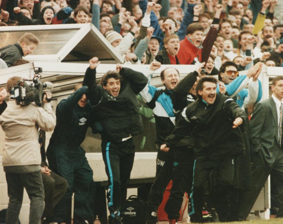 Kevin Keegan celebrates as his tenure started off with keeping Newcastle in second tier