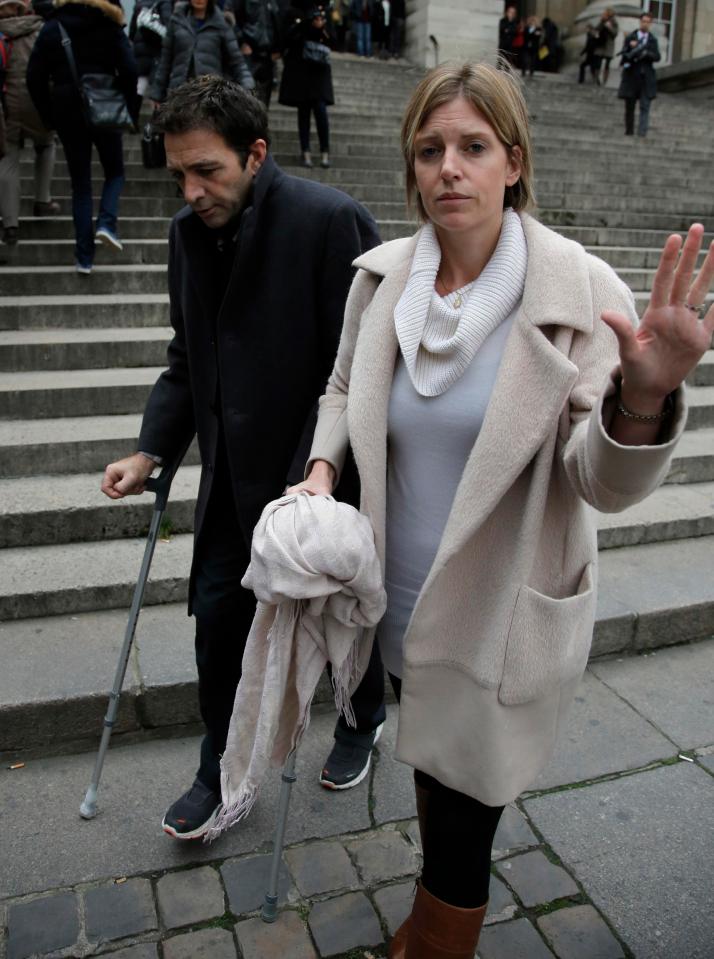 Ian Griffin, left, with his partner Tracy Baker, during the December 2014 trial where he can be seen on crutches