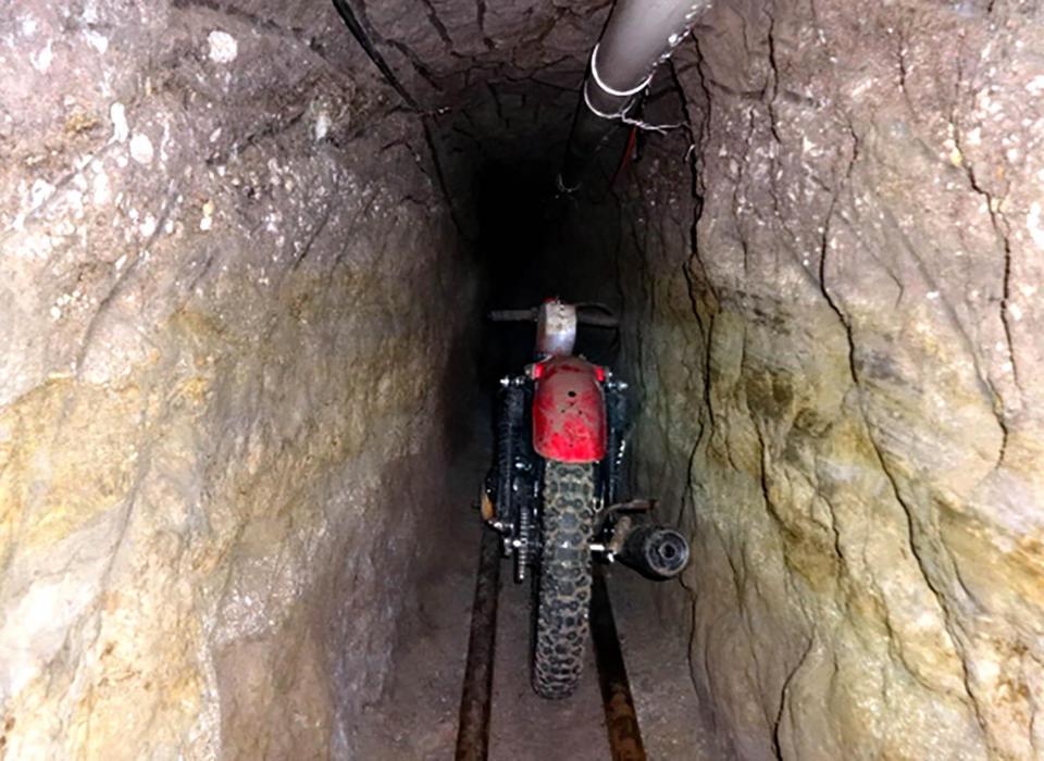 A motorbike in the tunnel the drug lord used to escape prison