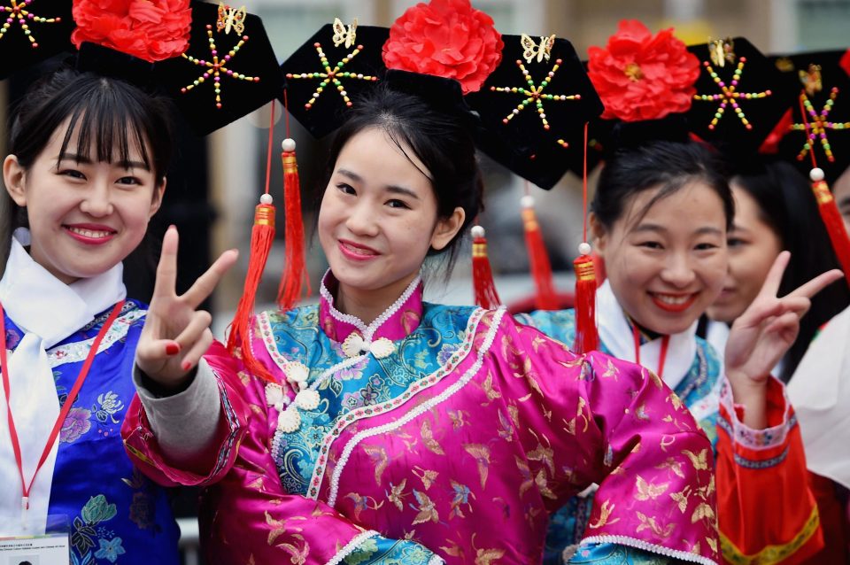  Chinese women celebrating the New Year in Glasgow in 2016