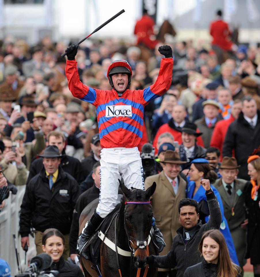  Nico de Boinville celebrate's Sprinter Sacre's Champion Chase win