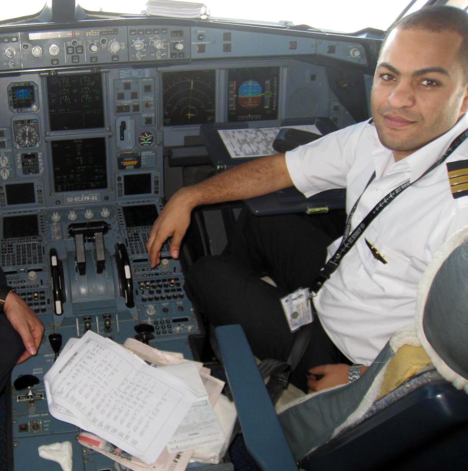 Captain Mohamed Said Ali Ali Shoukair in his cockpit