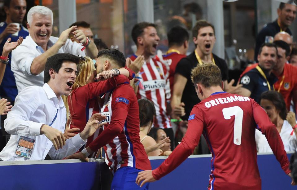 Yannick Carrasco and Noemie Happart shared a kiss in front of millions watching on television after he scored in the Champions League final