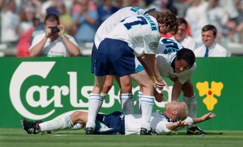  Gazza's 'dentist's chair' celebration poked fun at his rumoured antics during a boozy night out which saw him lauded in the press