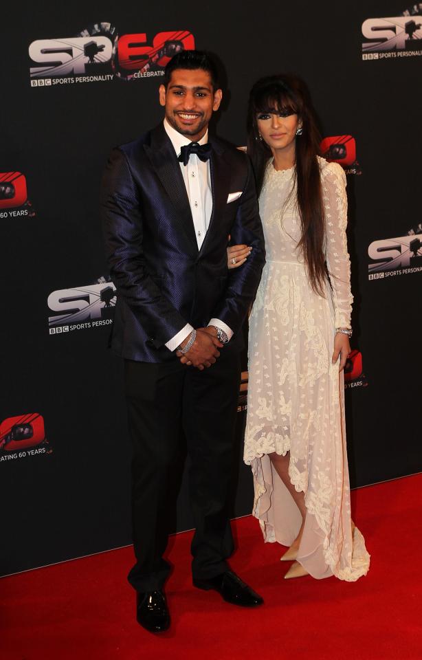 Amir Khan with his wife Faryal Makhdoom arriving for the Sports Personality of the Year Awards 2013