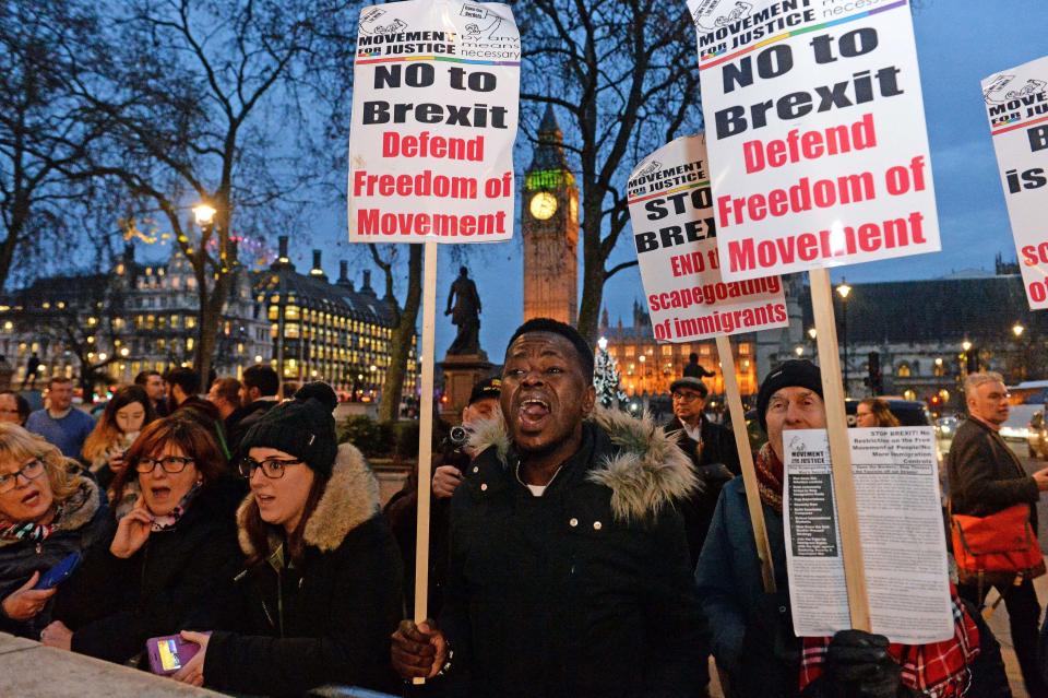  Protesters outside the Supreme Court as judges listened to both sides of the case