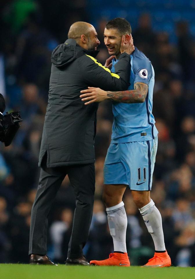  Pep Guardiola (left) may have eyes on a replacement for the 31-year-old defender