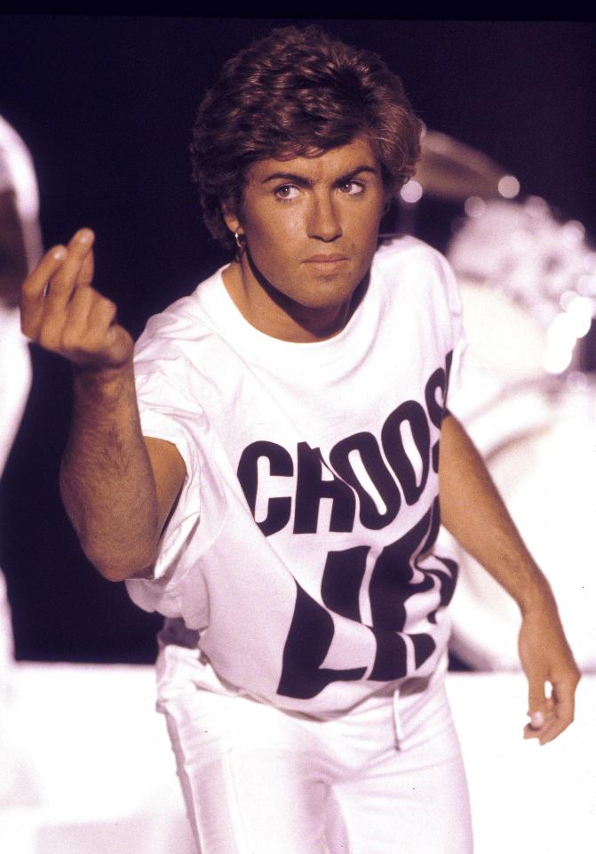  The singer pictured in the 1980s in the famous white t-shirt which is now being sold with the words 'Choose Death' in sick ads cashing in on the star's death