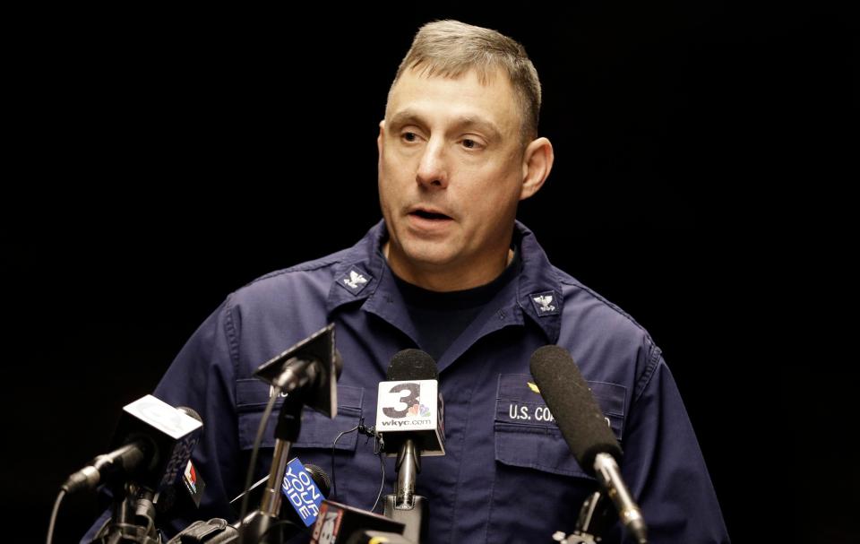  Captain Michael Mullen of the US Coast Guard answered questions on Friday as detectives focused their attention on the leather bag found in the lake