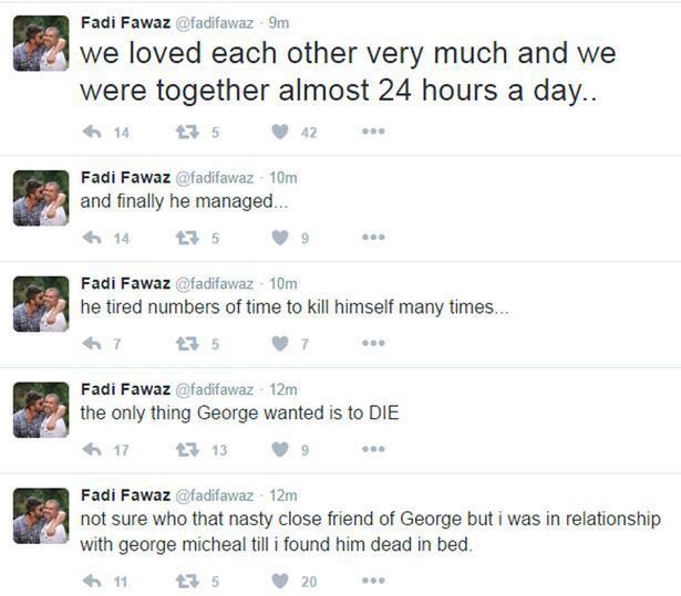 Fadi left these posts on his Twitter but then later claimed his account was hacked