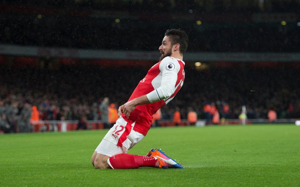 Giroud celebrates after his stunning opener