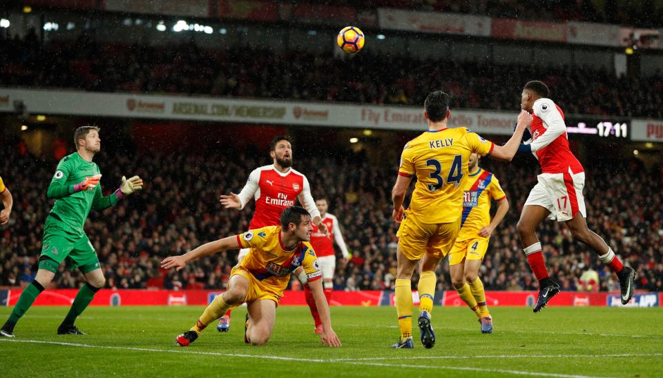 Alex Iwobi heads Arsenal into a 2-0 lead