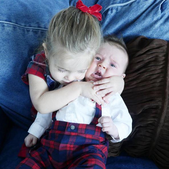  Major, pictured with sister Marlowe Mae, spent two days in hospital with a cracked skull and bleeding on the brain