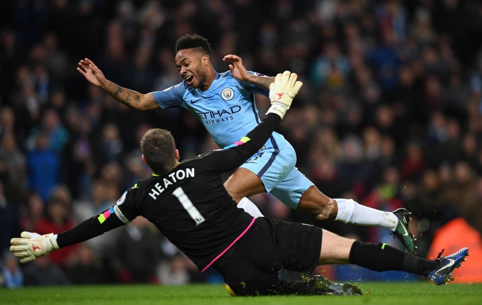 Raheem Sterling comically threw himself over after kicking the ground