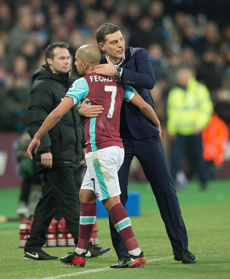  Slaven Bilic embraced Feghouli who was in disbelief after being sent off