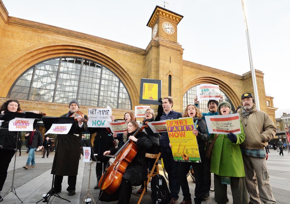  Pickets were set up outside the busy London train station, with passengers complaining about the 2.3 per cent price rise