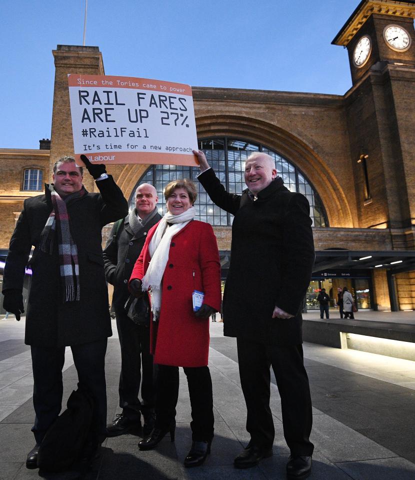  Labour's Emily Thornberry (centre) and Andy McDonald, right, joined protestors at Kings Cross this morning