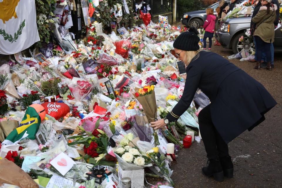 Tributes are left outside the stars North London home