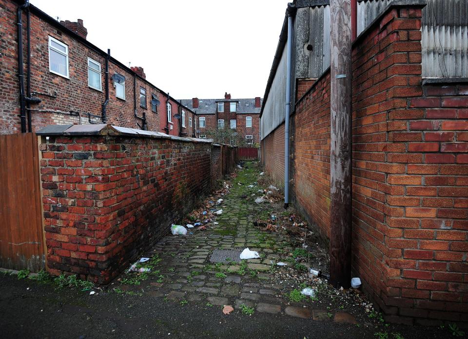 The alleyway at the rear of Cardus Street where the 12-year-old girl was reportedly attacked and raped